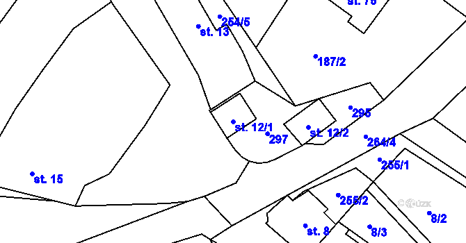 Parcela st. 12/1 v KÚ Dobronice, Katastrální mapa