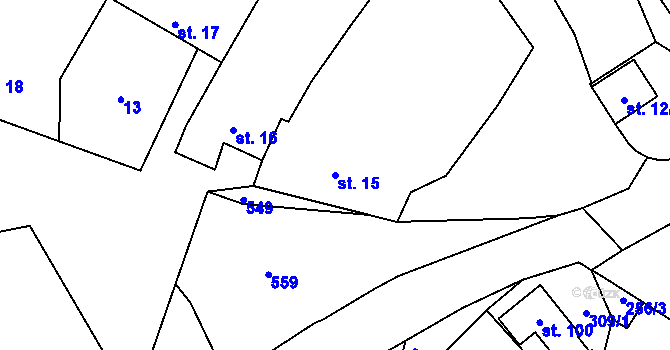 Parcela st. 15 v KÚ Dobronice, Katastrální mapa