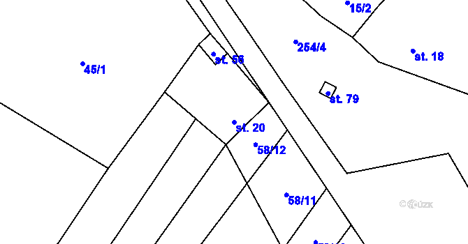 Parcela st. 20 v KÚ Dobronice, Katastrální mapa