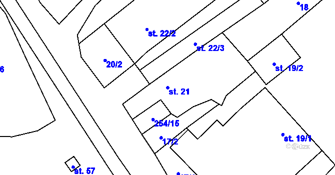 Parcela st. 21 v KÚ Dobronice, Katastrální mapa