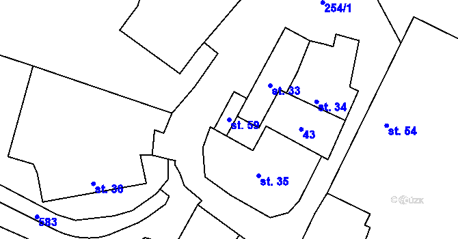 Parcela st. 59 v KÚ Dobronice, Katastrální mapa