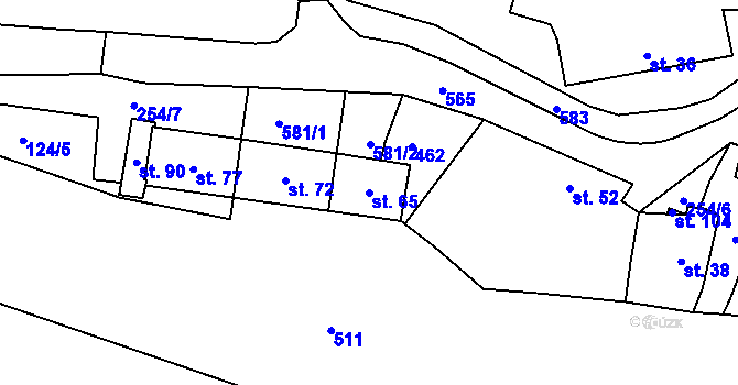 Parcela st. 65 v KÚ Dobronice, Katastrální mapa