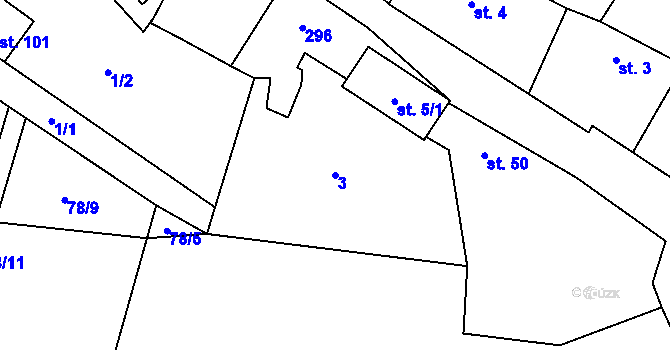 Parcela st. 3 v KÚ Dobronice, Katastrální mapa