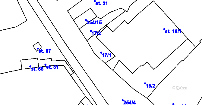 Parcela st. 17/1 v KÚ Dobronice, Katastrální mapa