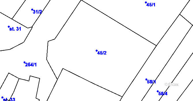 Parcela st. 45/2 v KÚ Dobronice, Katastrální mapa