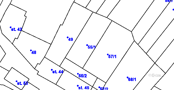 Parcela st. 55/1 v KÚ Dobronice, Katastrální mapa