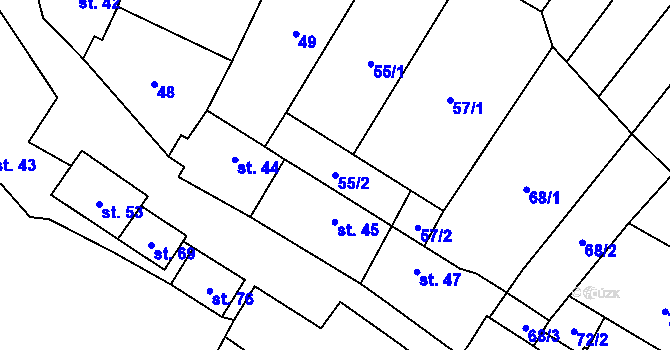 Parcela st. 55/2 v KÚ Dobronice, Katastrální mapa