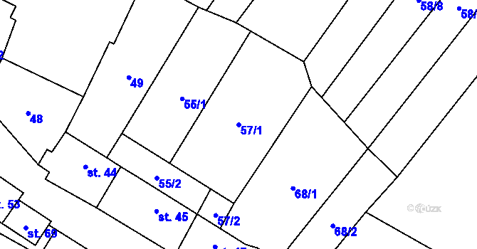 Parcela st. 57/1 v KÚ Dobronice, Katastrální mapa