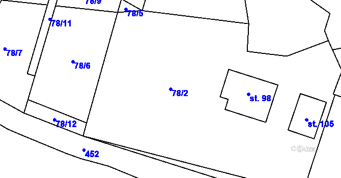 Parcela st. 78/2 v KÚ Dobronice, Katastrální mapa