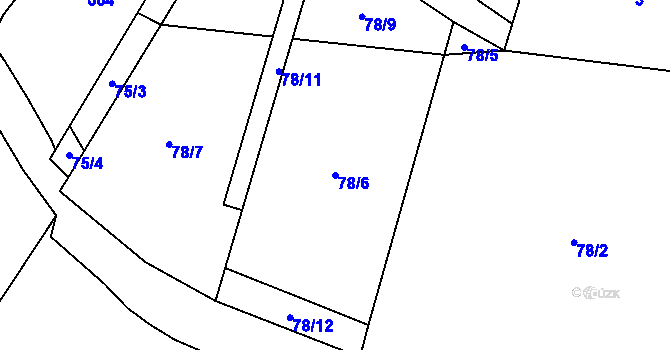 Parcela st. 78/6 v KÚ Dobronice, Katastrální mapa