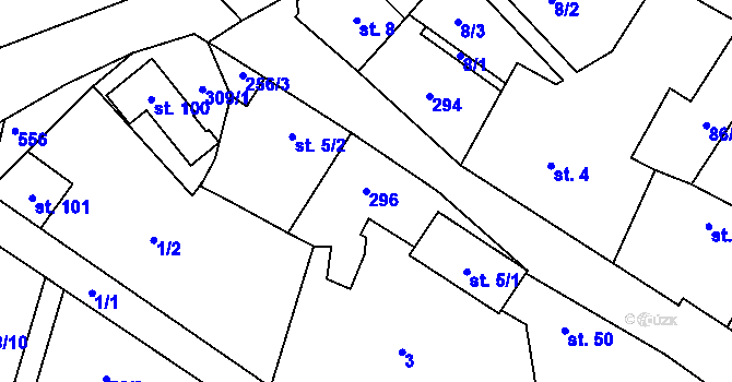 Parcela st. 296 v KÚ Dobronice, Katastrální mapa