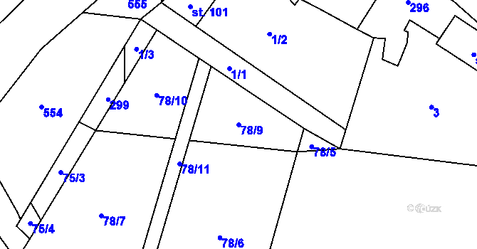 Parcela st. 78/9 v KÚ Dobronice, Katastrální mapa