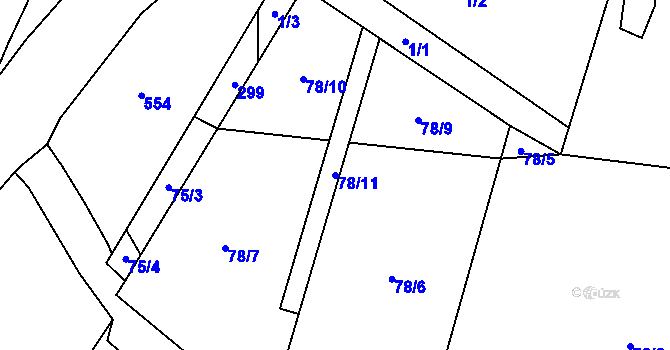 Parcela st. 78/11 v KÚ Dobronice, Katastrální mapa