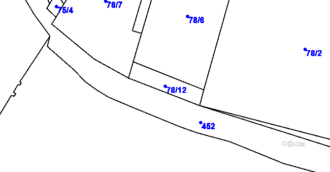 Parcela st. 78/12 v KÚ Dobronice, Katastrální mapa