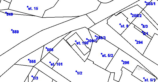 Parcela st. 309 v KÚ Dobronice, Katastrální mapa