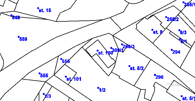 Parcela st. 100 v KÚ Dobronice, Katastrální mapa