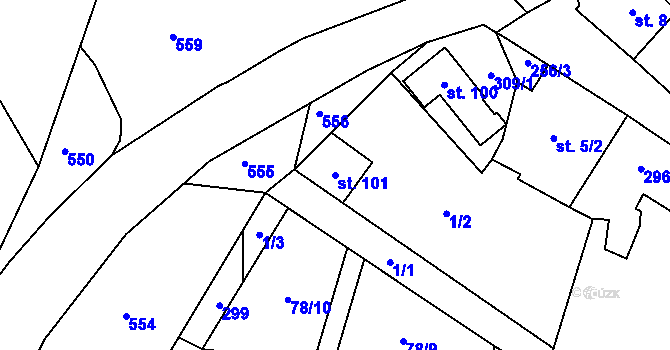 Parcela st. 101 v KÚ Dobronice, Katastrální mapa