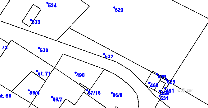 Parcela st. 532 v KÚ Dobronice, Katastrální mapa