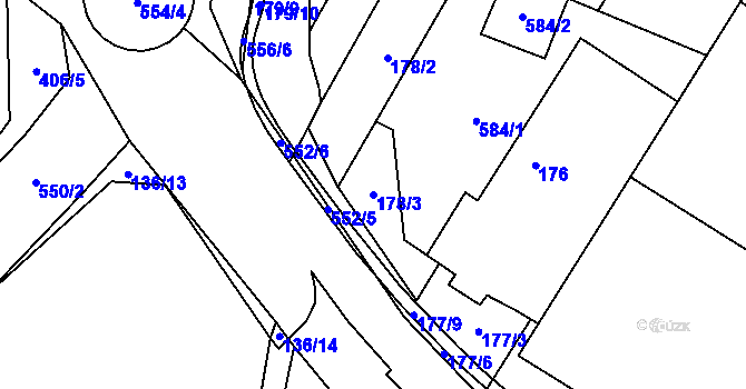 Parcela st. 178/3 v KÚ Přeskače, Katastrální mapa