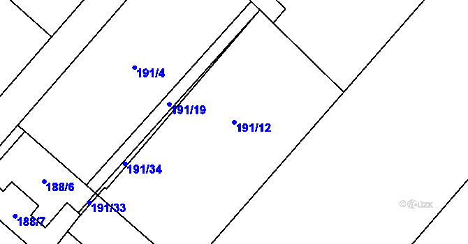 Parcela st. 191/12 v KÚ Přeskače, Katastrální mapa