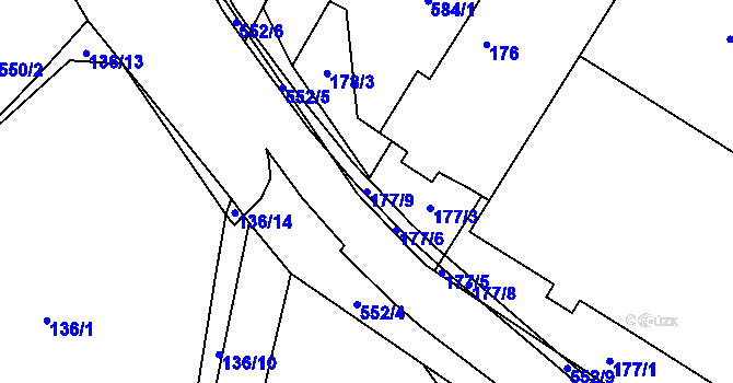 Parcela st. 177/9 v KÚ Přeskače, Katastrální mapa