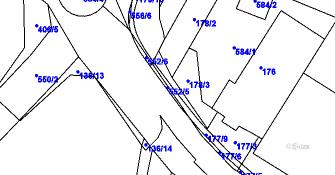 Parcela st. 552/5 v KÚ Přeskače, Katastrální mapa