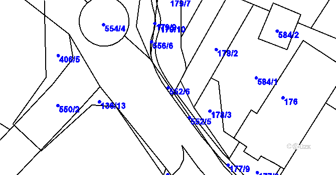 Parcela st. 552/6 v KÚ Přeskače, Katastrální mapa