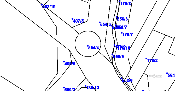 Parcela st. 554/4 v KÚ Přeskače, Katastrální mapa