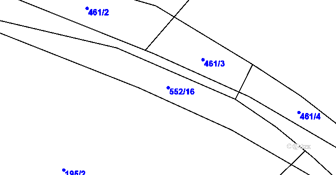 Parcela st. 552/16 v KÚ Přeskače, Katastrální mapa