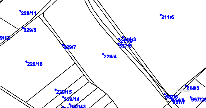 Parcela st. 229/4 v KÚ Přeskače, Katastrální mapa