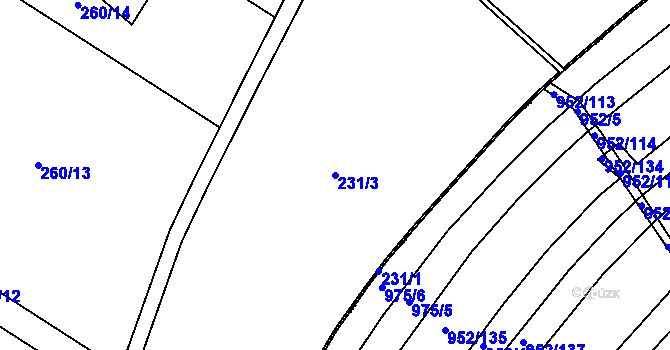 Parcela st. 231/3 v KÚ Přeskače, Katastrální mapa