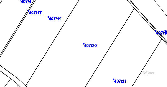 Parcela st. 407/20 v KÚ Přeskače, Katastrální mapa