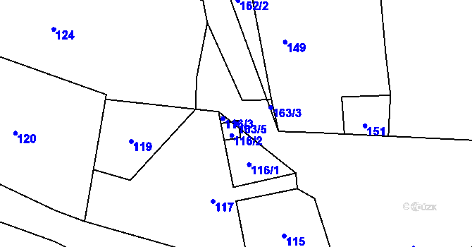 Parcela st. 163/5 v KÚ Přeskače, Katastrální mapa
