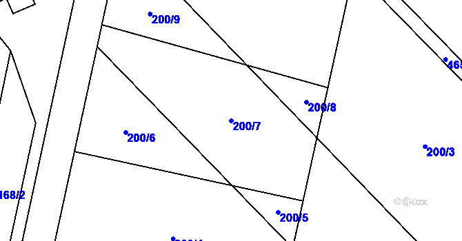 Parcela st. 200/7 v KÚ Přeskače, Katastrální mapa
