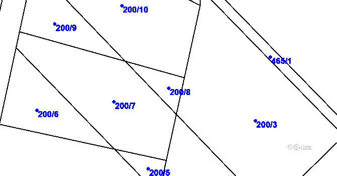 Parcela st. 200/8 v KÚ Přeskače, Katastrální mapa