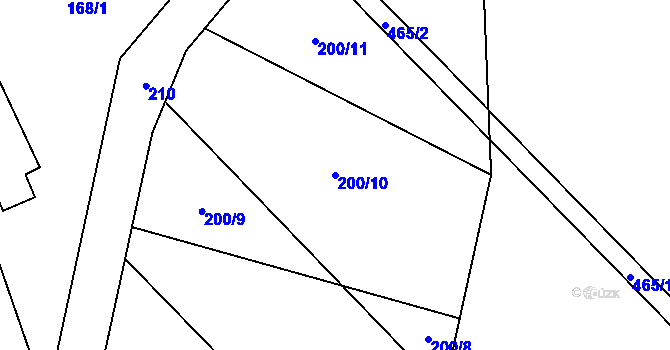 Parcela st. 200/10 v KÚ Přeskače, Katastrální mapa