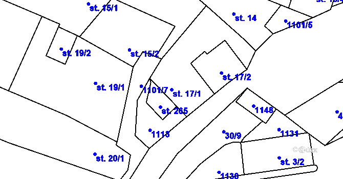 Parcela st. 17/1 v KÚ Tavíkovice, Katastrální mapa