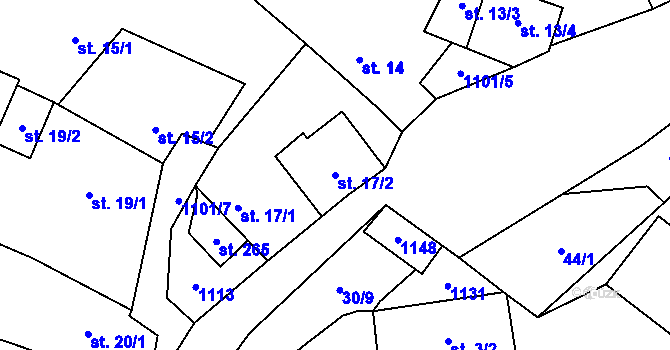 Parcela st. 17/2 v KÚ Tavíkovice, Katastrální mapa