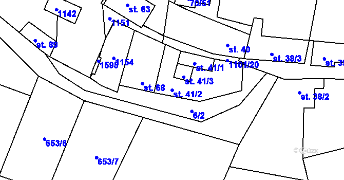 Parcela st. 41/2 v KÚ Tavíkovice, Katastrální mapa