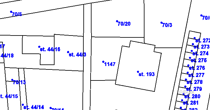 Parcela st. 44/2 v KÚ Tavíkovice, Katastrální mapa