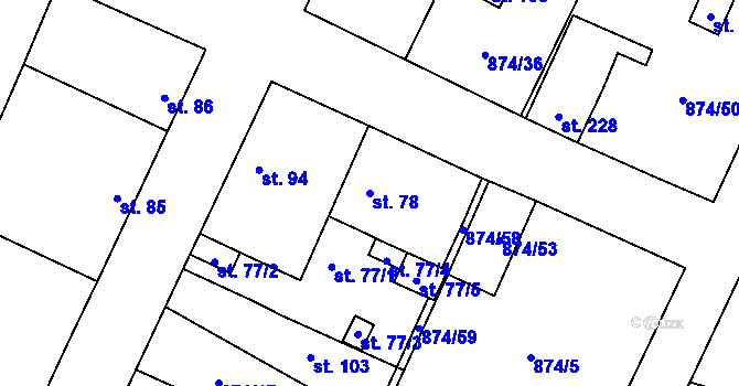 Parcela st. 78 v KÚ Tavíkovice, Katastrální mapa