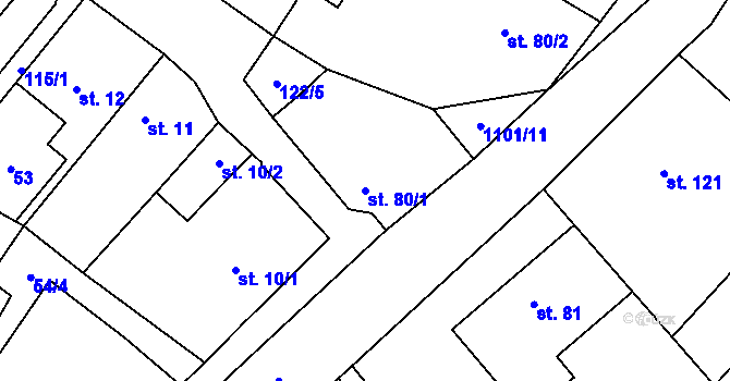 Parcela st. 80/1 v KÚ Tavíkovice, Katastrální mapa