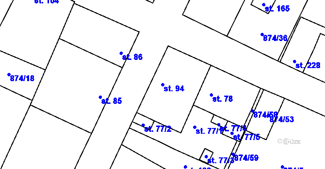 Parcela st. 94 v KÚ Tavíkovice, Katastrální mapa