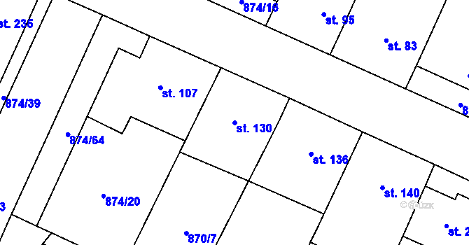 Parcela st. 130 v KÚ Tavíkovice, Katastrální mapa