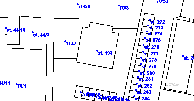 Parcela st. 193 v KÚ Tavíkovice, Katastrální mapa