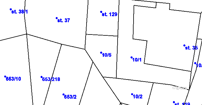 Parcela st. 10/5 v KÚ Tavíkovice, Katastrální mapa