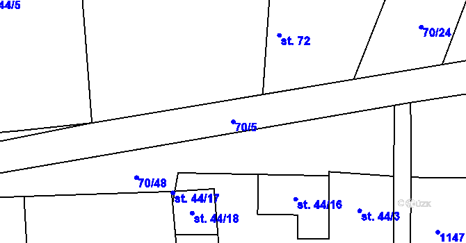 Parcela st. 70/5 v KÚ Tavíkovice, Katastrální mapa
