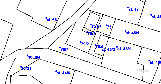 Parcela st. 79/2 v KÚ Tavíkovice, Katastrální mapa