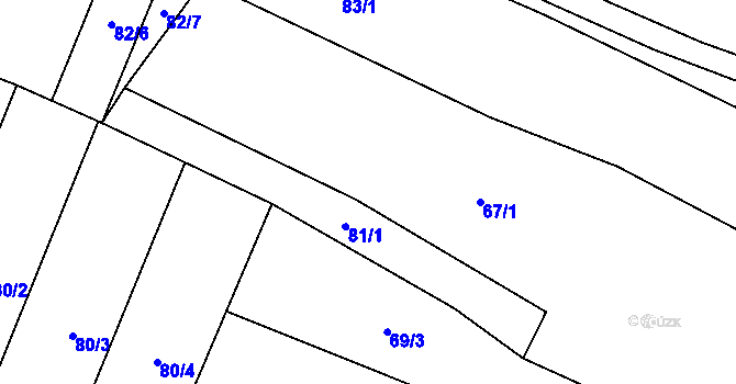 Parcela st. 82/3 v KÚ Tavíkovice, Katastrální mapa