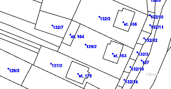 Parcela st. 129/2 v KÚ Tavíkovice, Katastrální mapa